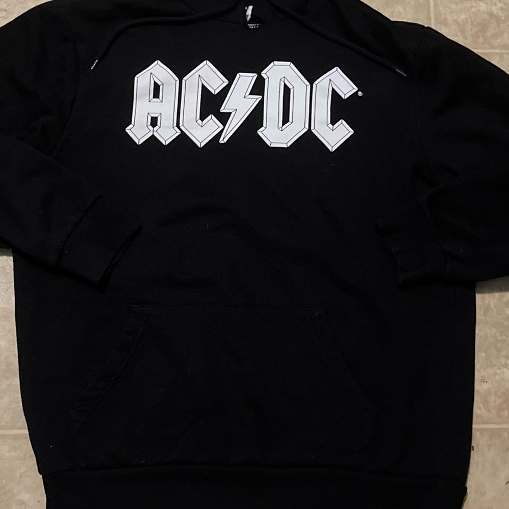 AC DC hooded fleece pullover sweatshirt graphic print
